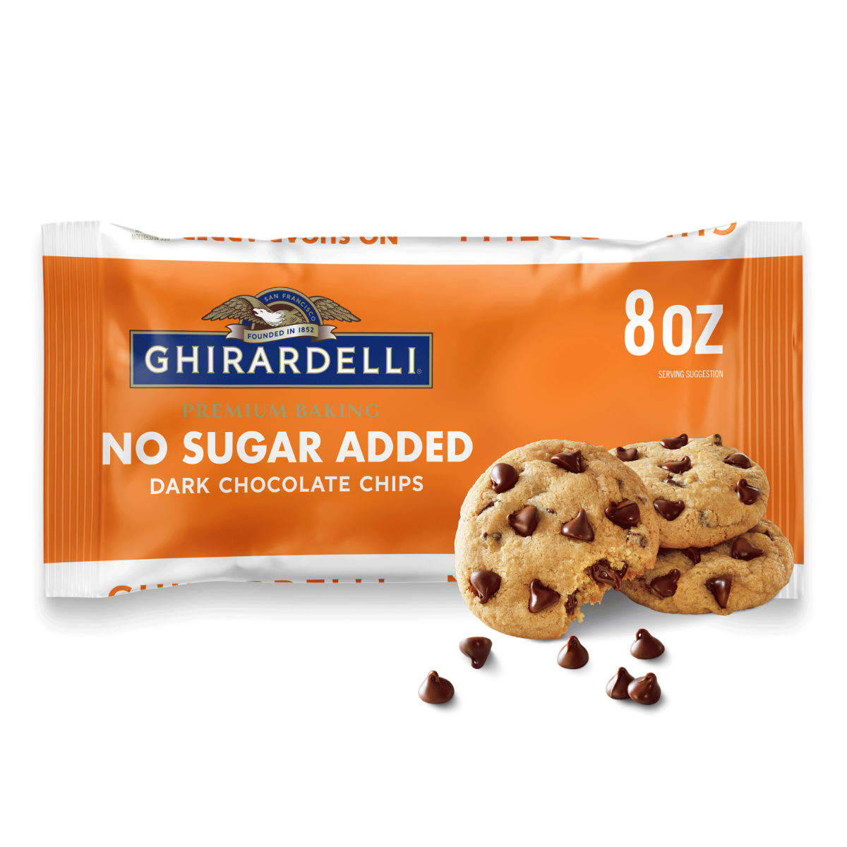 No Sugar Added Dark Chocolate Chips 8 oz Bag