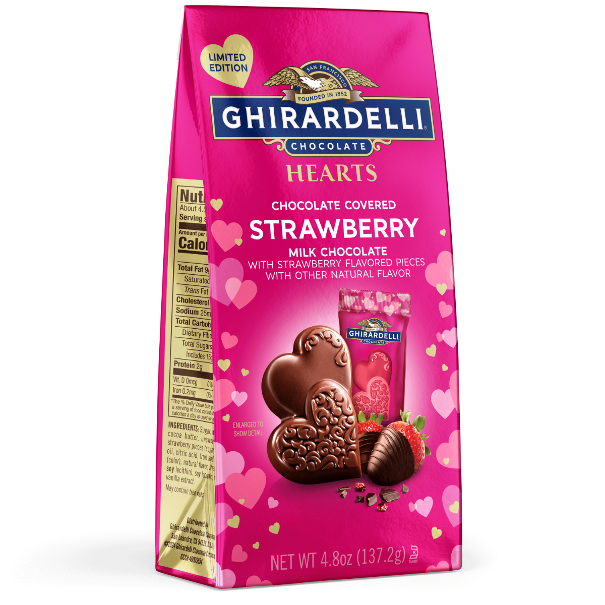 Chocolate Covered Strawberry Milk Chocolate Hearts 4.8 Oz Bag
