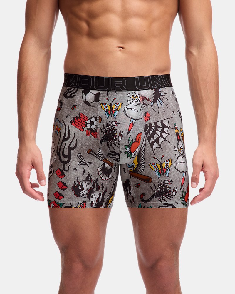 UA Performance Tech Mesh Graphic Men's 6" Boxerjock® - Black