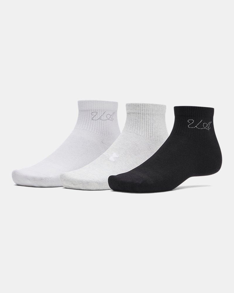 UA Sportstyle Cotton Unisex 3-Pack Quarter Socks - Black