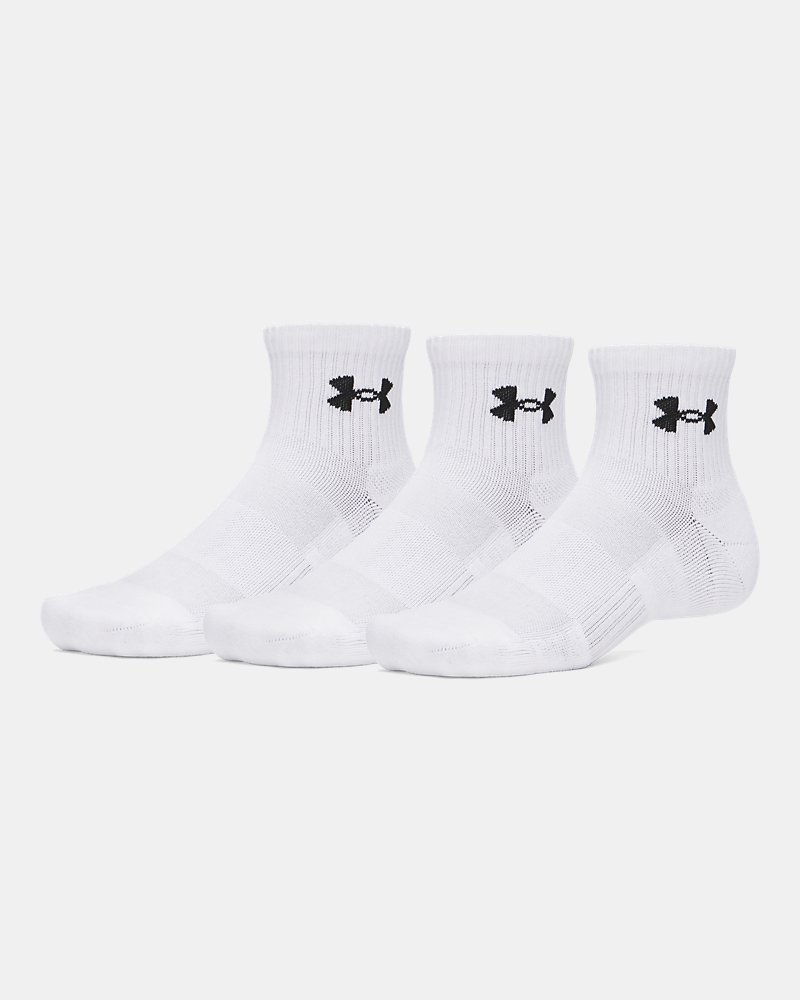 UA Performance Cotton Unisex 3-Pack Quarter Socks - White