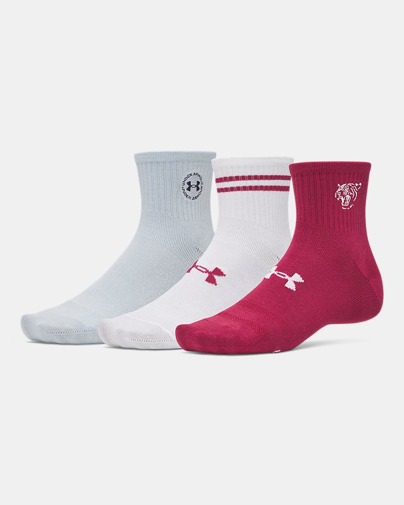 UA Essential Unisex 3-Pack Quarter Socks - Red