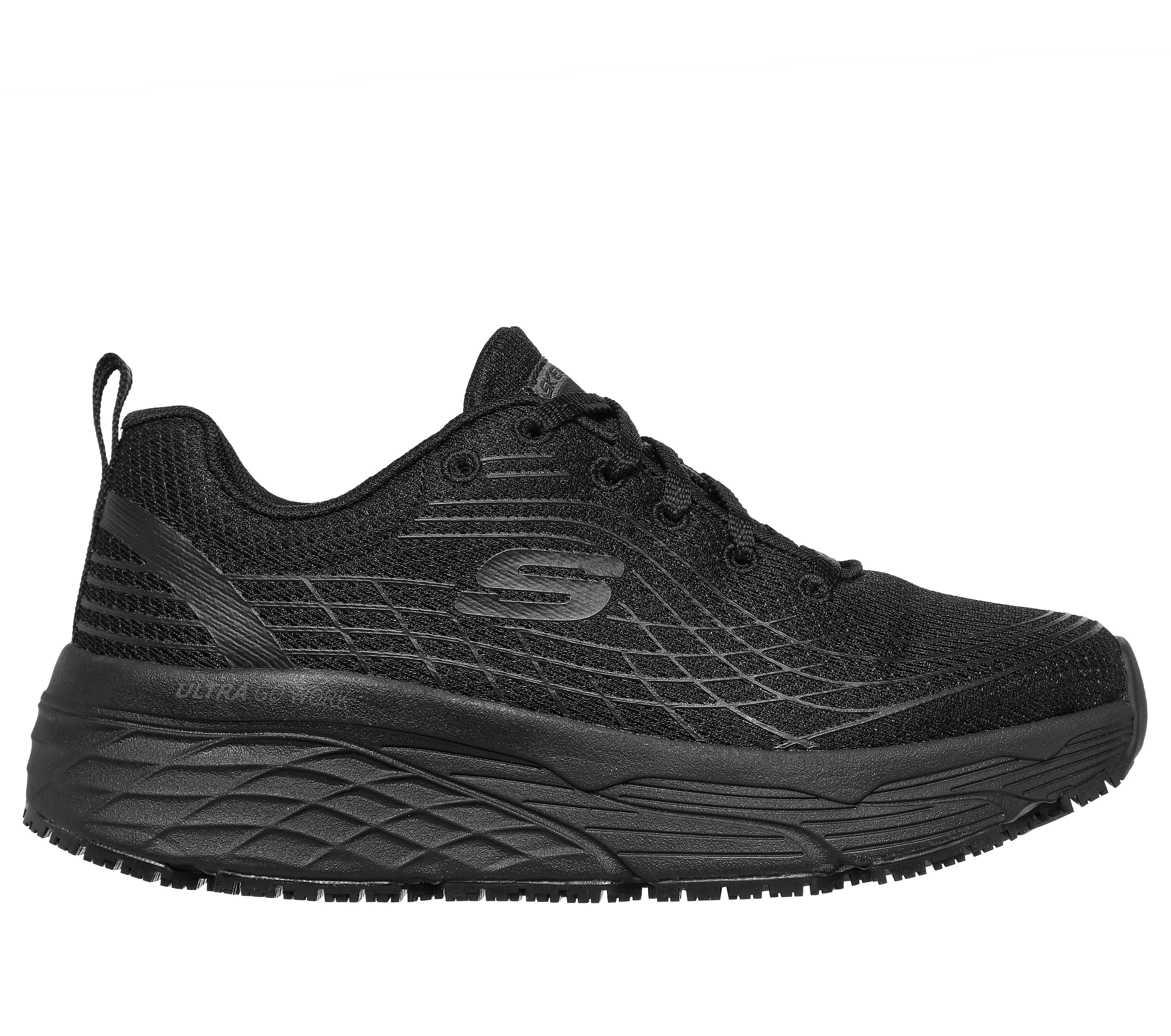 Work Slip-Resistant Relaxed Fit: Max Cushioning Elite - BLACK