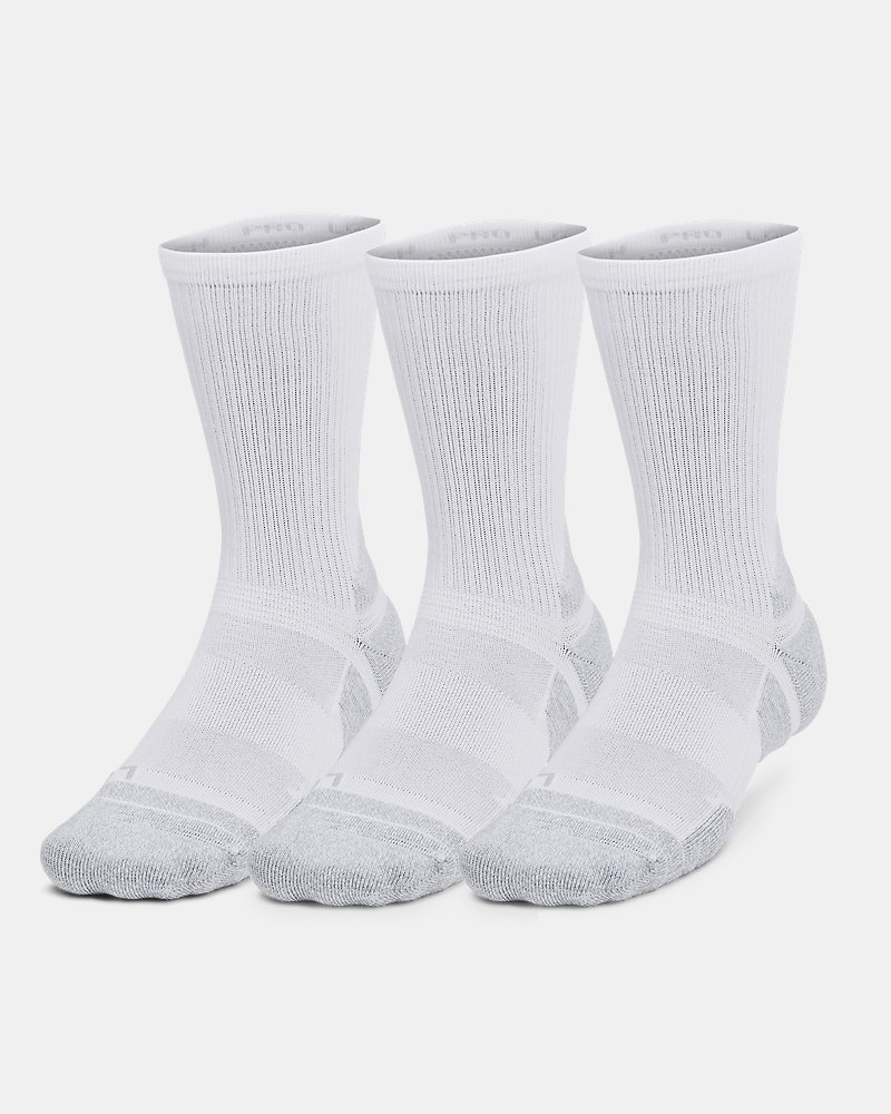 UA Performance Tech Pro Unisex 3-Pack Crew Socks - White