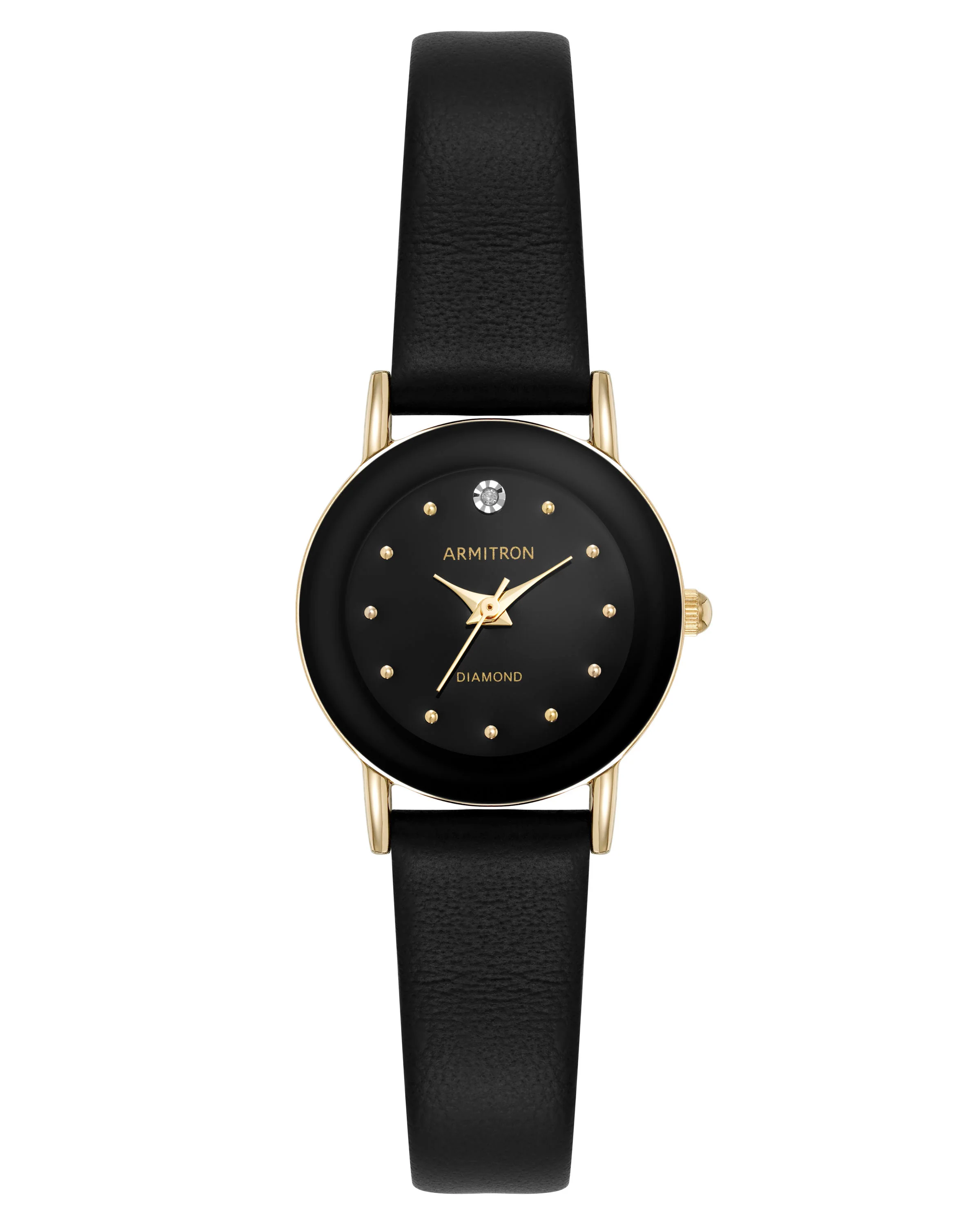 Armitron Women's Genuine Diamond Dial Leather Strap Watch 75/2447BLK