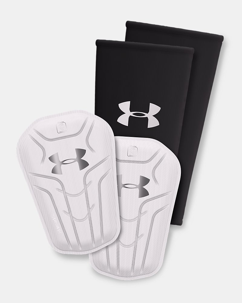 UA Challenger Elite Adult Slip-In Soccer Shin Guard - White