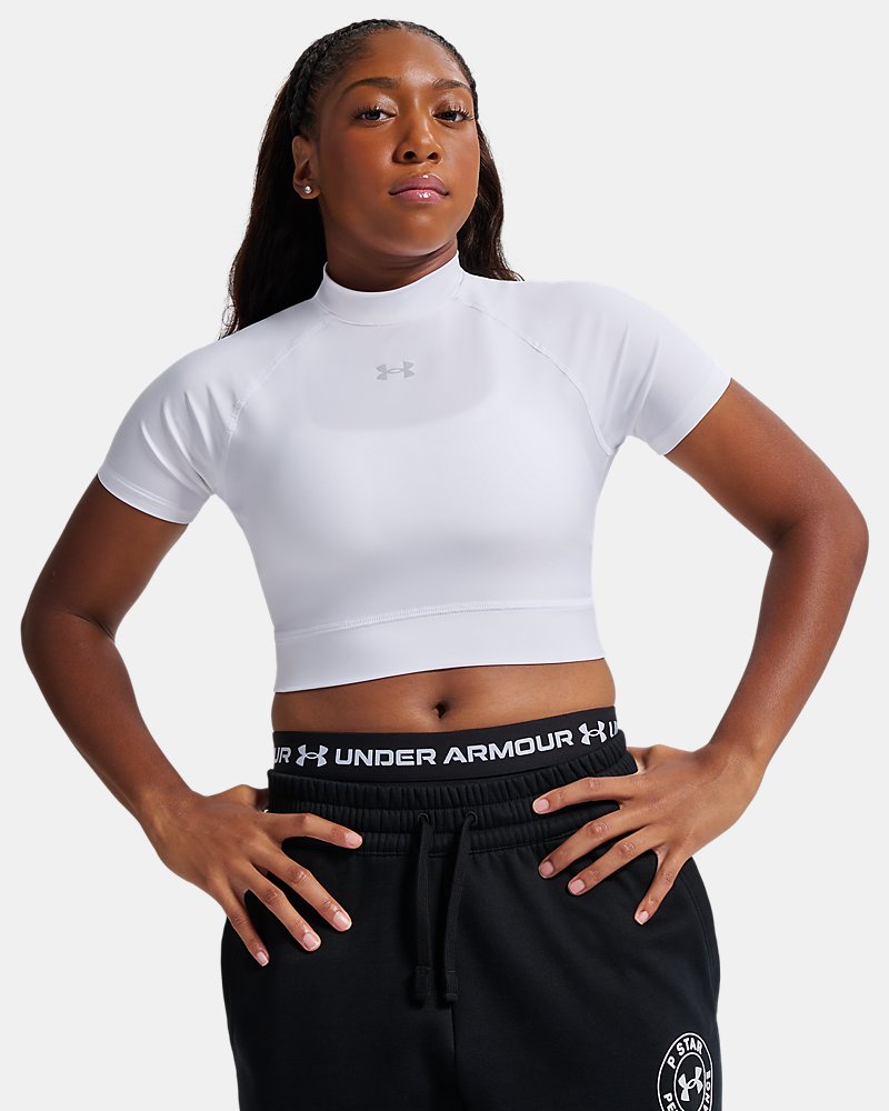UA x P-Star Performance HeatGear® Women's Crop Mock Short Sleeve - White