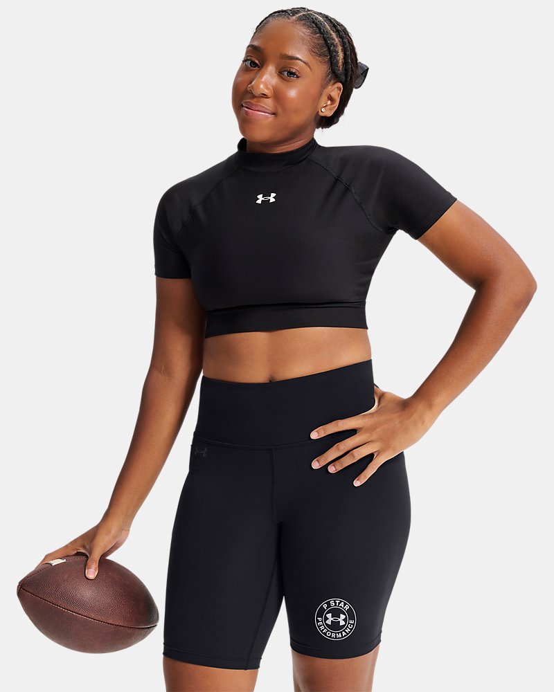 UA x P-Star Performance HeatGear® Women's Crop Mock Short Sleeve - Black