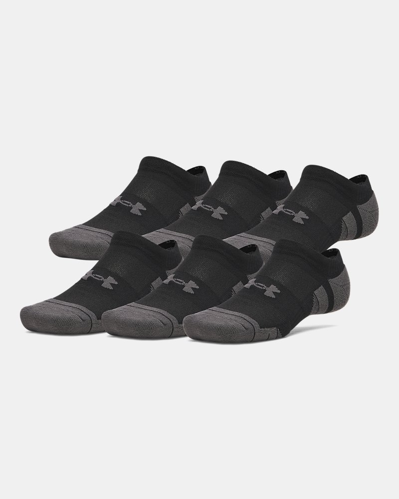UA Performance Tech Unisex 6-Pack No Show Socks - Black