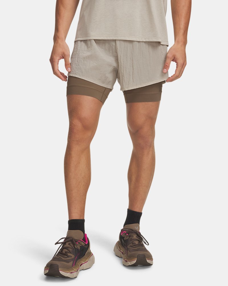 UA HB Run Men's 2-in-1 Shorts - Brown