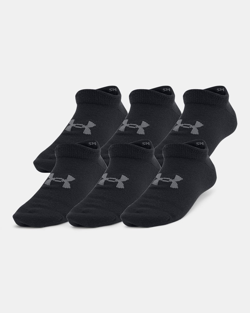 UA Essential Kids' 6-Pack No-Show Socks - Black