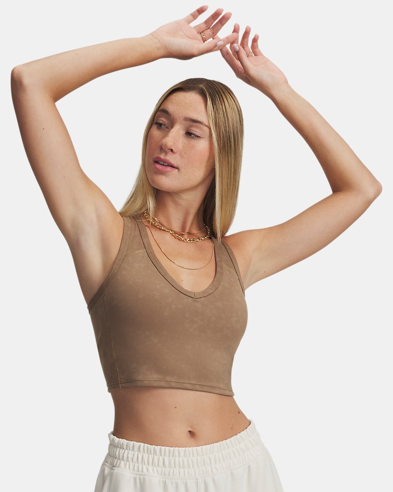 UA Meridian Suede Effect Women's Sports Bra - Brown
