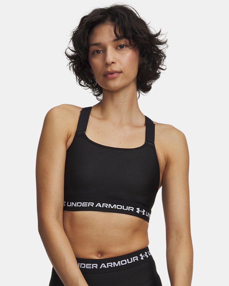 HeatGear® Crossback High Women's Sports Bra - Black