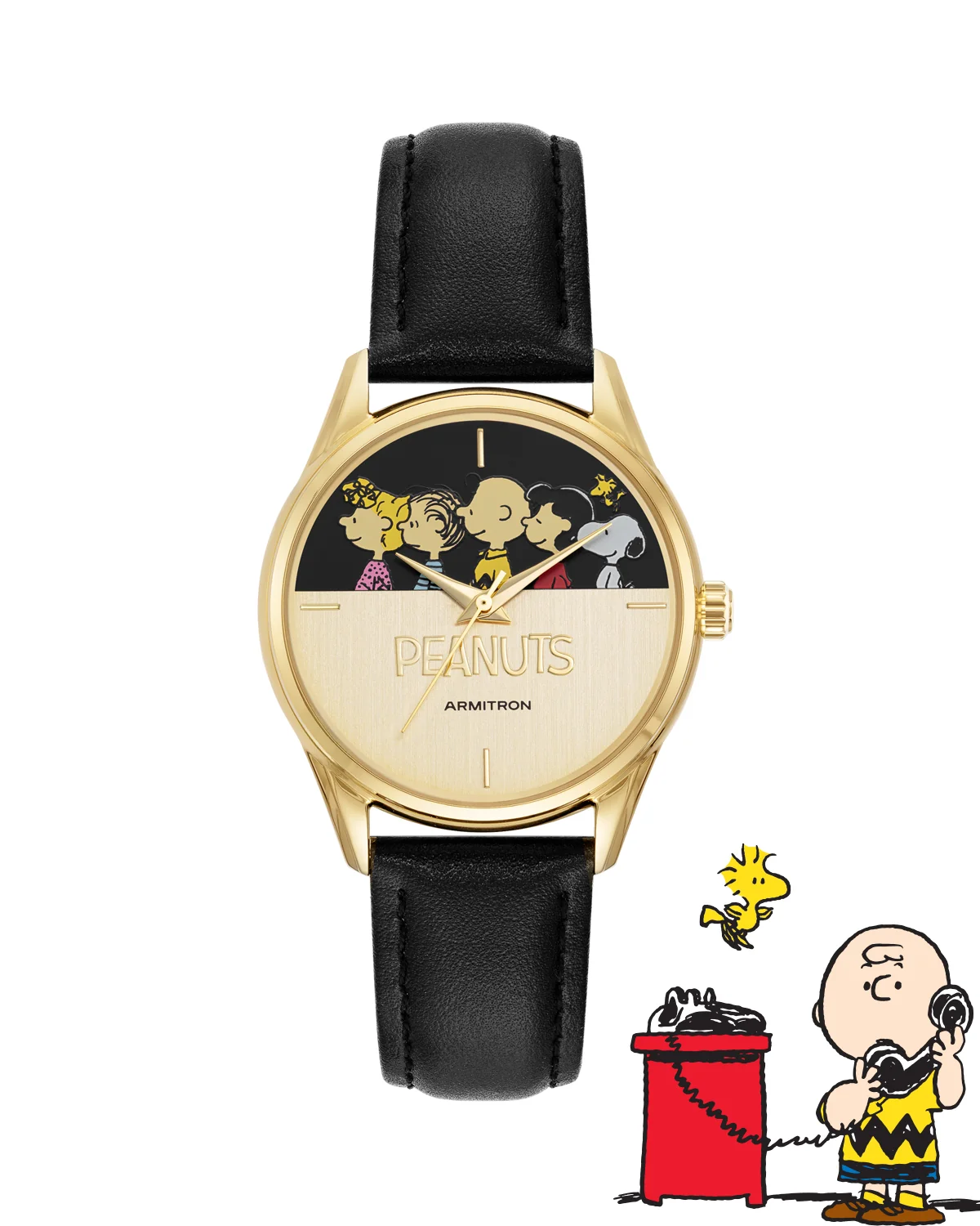 Armitron x Peanuts: The Lineup | 36mm, Peanuts Black/Gold