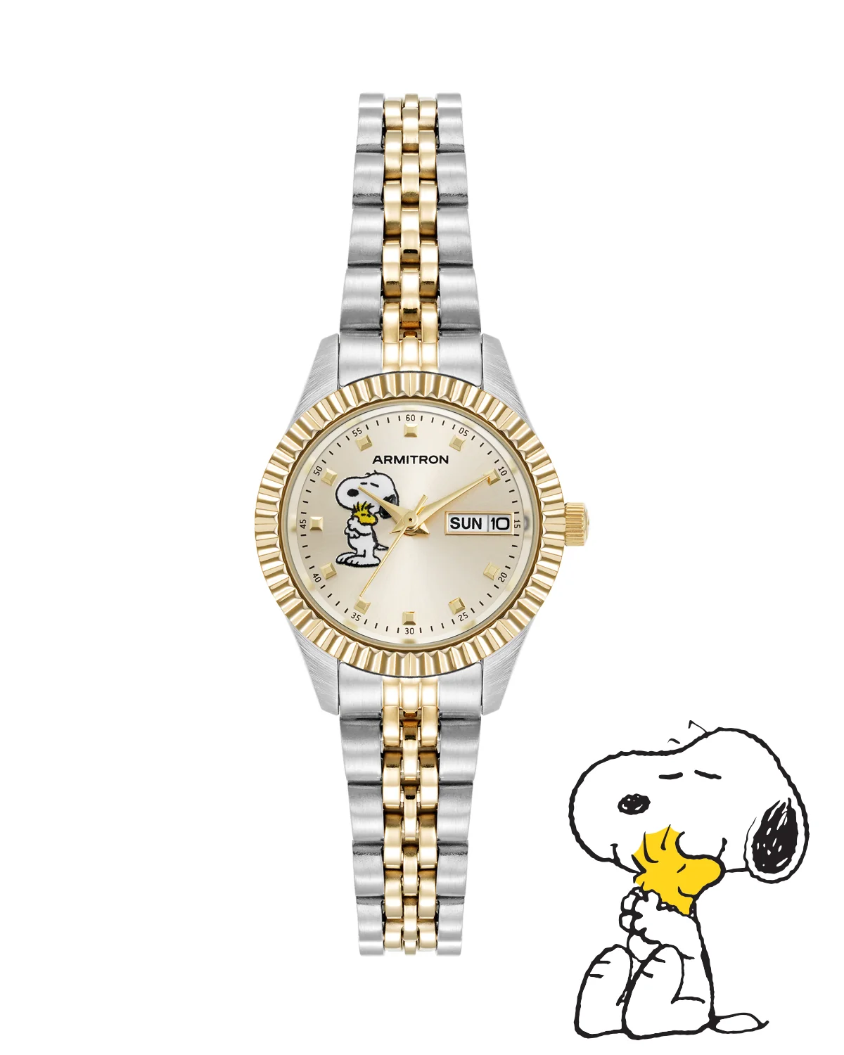 Armitron x Peanuts: The Hug | 24.5mm, Peanuts Two-Tone Gold/Silver