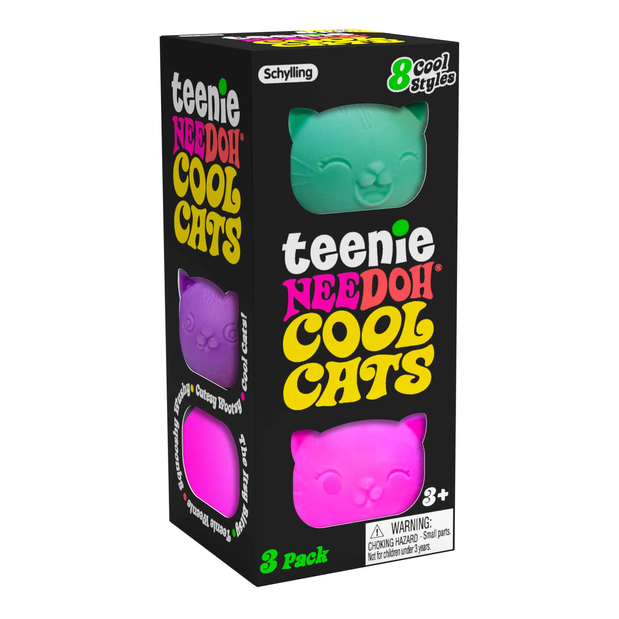 Teenie NeeDoh® Cool Cats | Mini Cat Sensory Squish 3-Pack