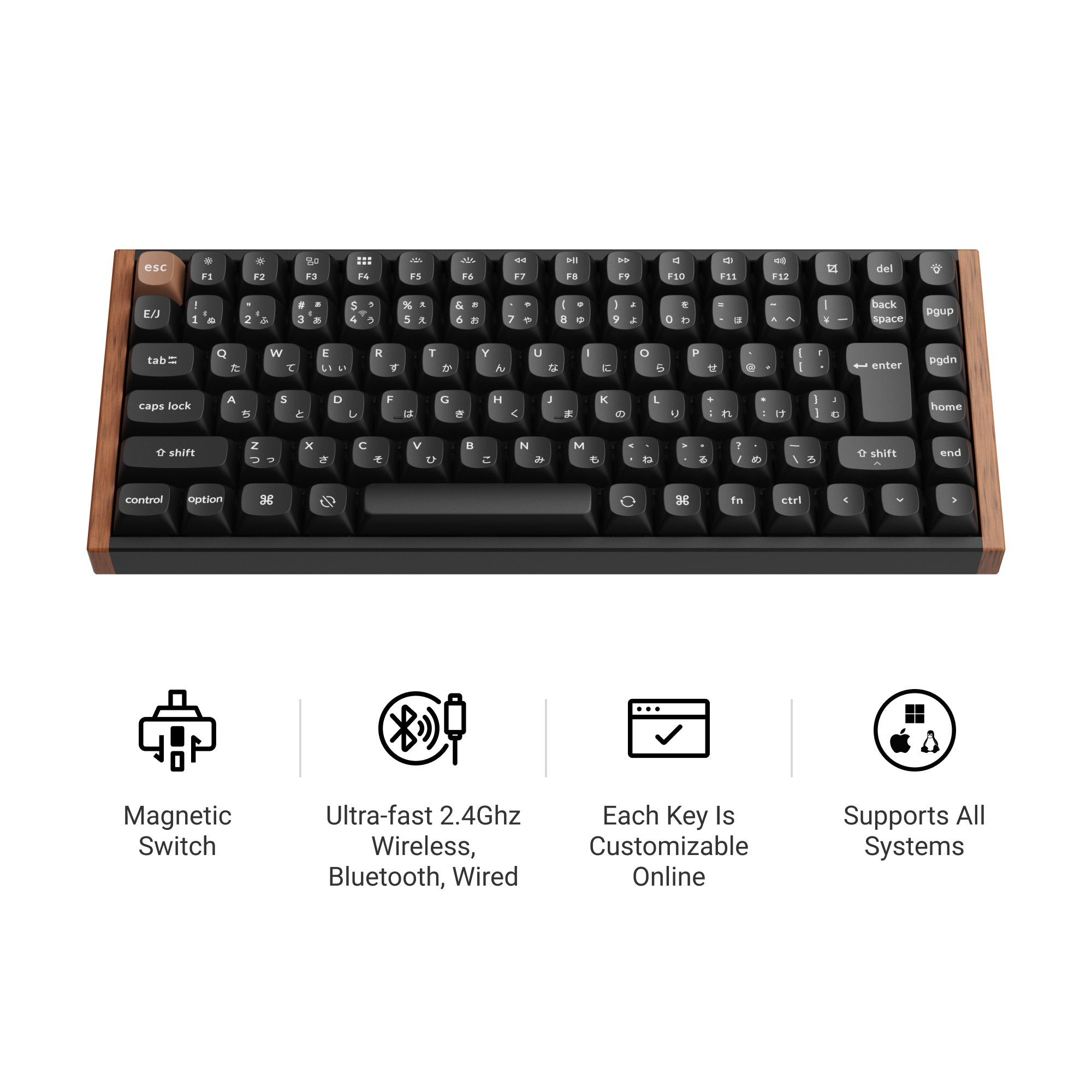 Keychron K2 HE Wireless Magnetic Switch Custom Keyboard (Japan JIS Layout)
