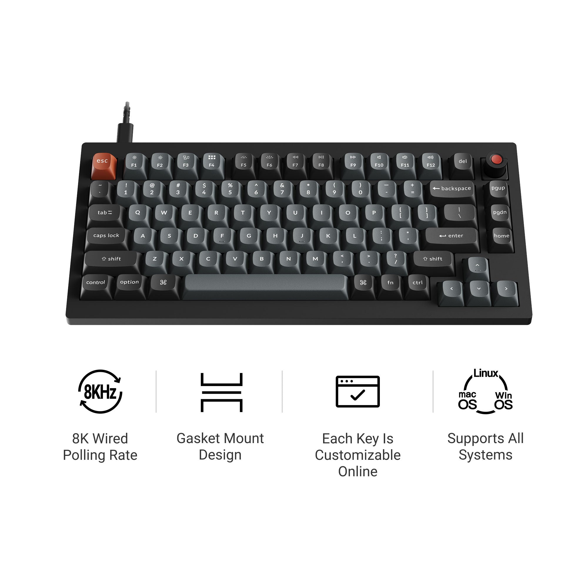 Keychron V1 8K QMK Wired Custom Mechanical Keyboard