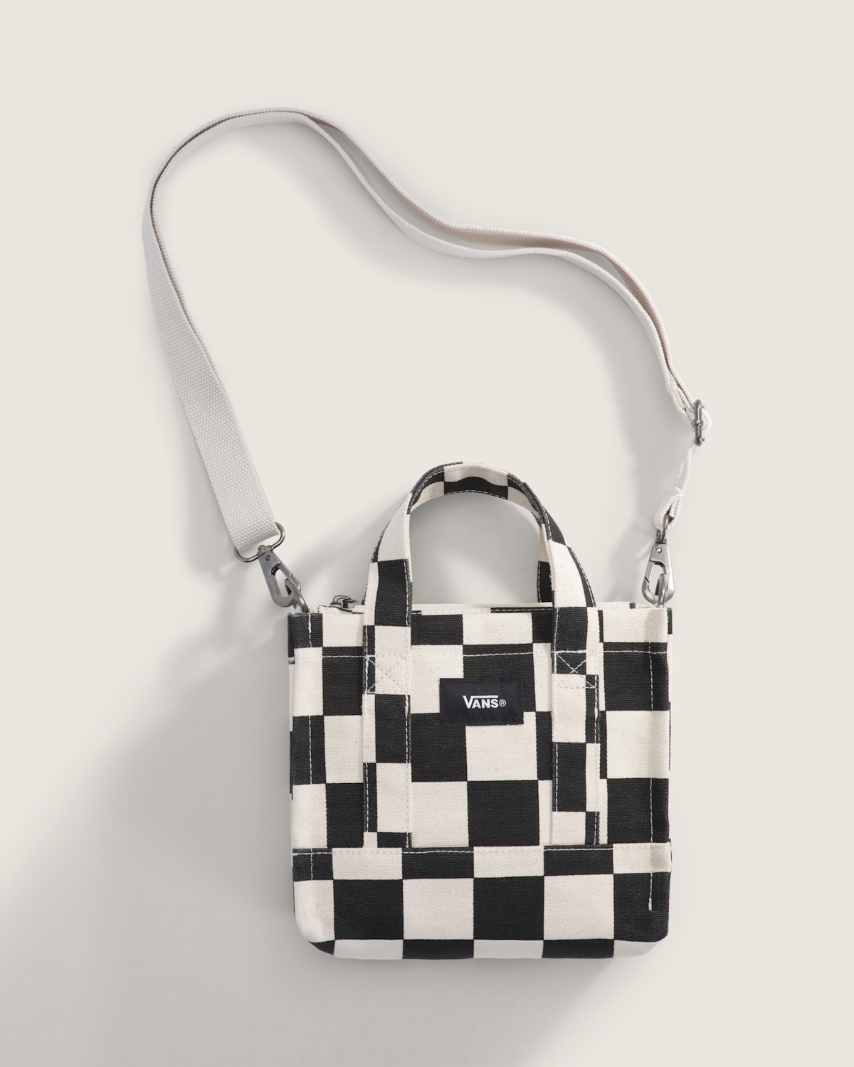 Lil Pergs Checkerboard Tote Bag - Antique White / Black