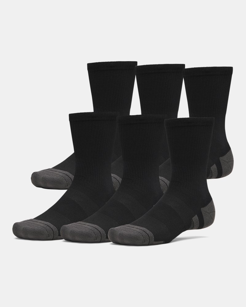 UA Performance Tech Unisex 6-Pack Crew Socks - Black