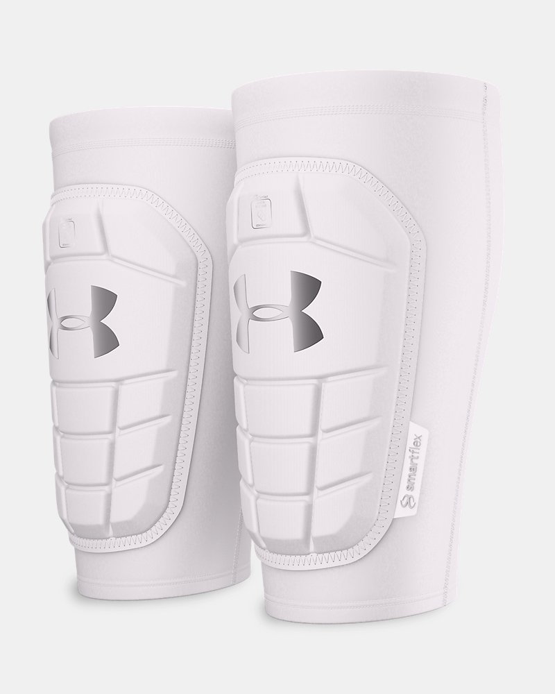 UA Challenger Pro Adult Sleeved Soccer Shin Guard - White