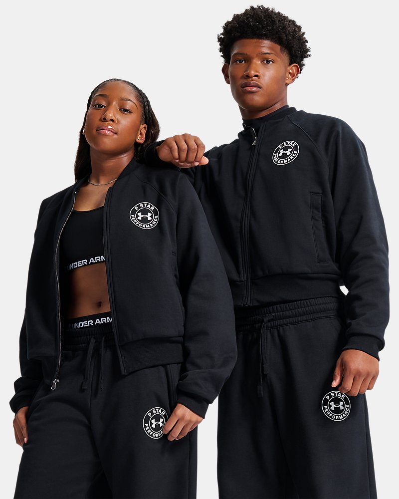 UA x P-Star Performance Fleece Unisex Bomber Jacket - Black