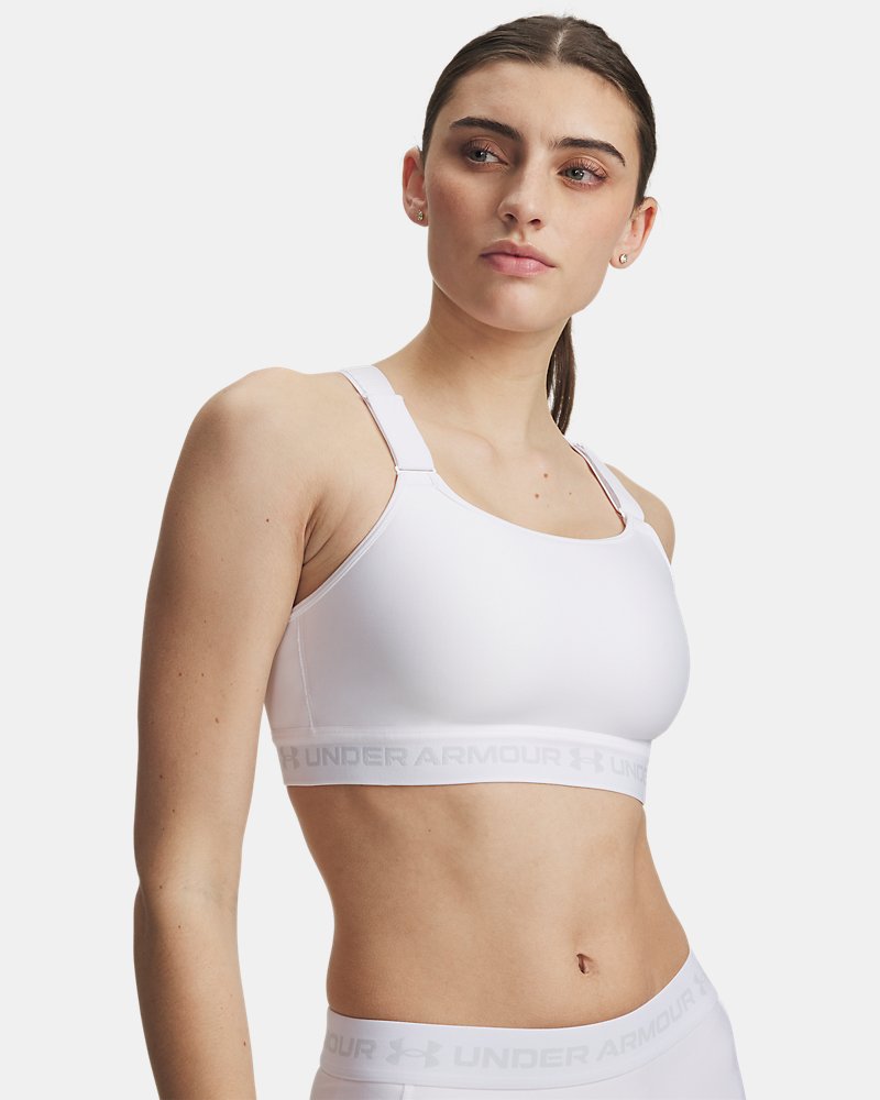 HeatGear® Crossback High Women's Sports Bra - White