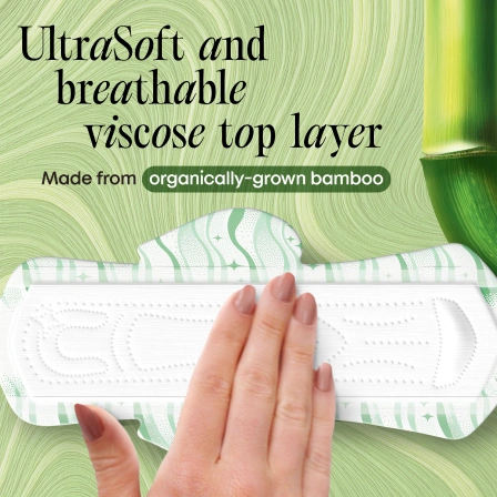 Bamboo Ultra Thin Pads with Wings, Overnight Absorbency - Image 6